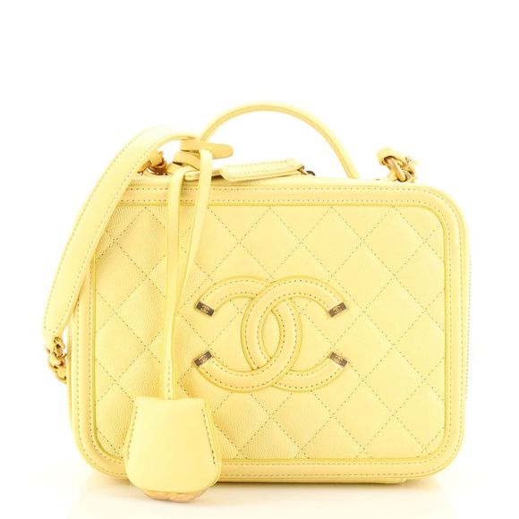 CHANEL Bags Chanel Filigree Vanity Case Quilted Caviar Medium